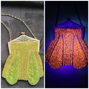 Antique Cadmium Glass Bead Evening Bag RARE
